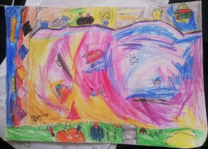 Kolam Ikan. Karya Naya, Mei 2015 Pensil warna di atas kertas